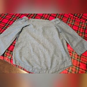Free People Show Some Shoulder Blue Chambray Denim Linen/Cotton Top Shirt M